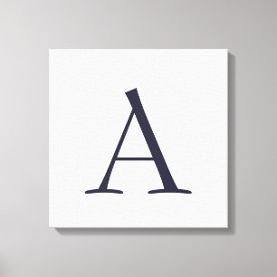 Blue Plain Elegant Modern Monogram Initial Canvas Print