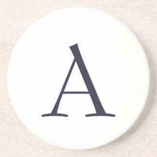 Blue Plain Elegant Modern Monogram Initial Coaster