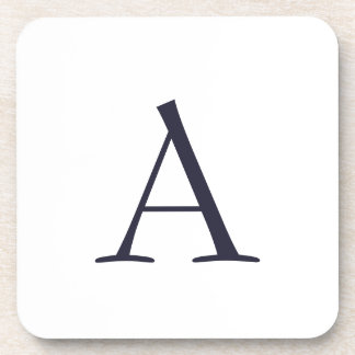 Blue Plain Elegant Modern Monogram Initial Coaster