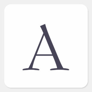 Blue Plain Elegant Modern Monogram Initial Square Sticker
