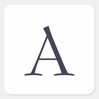 Blue Plain Elegant Modern Monogram Initial Square Sticker