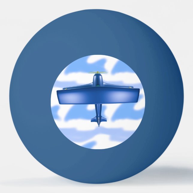 Blue Plane Aviation Sky Blue Clouds Ping Pong Ball (Front)