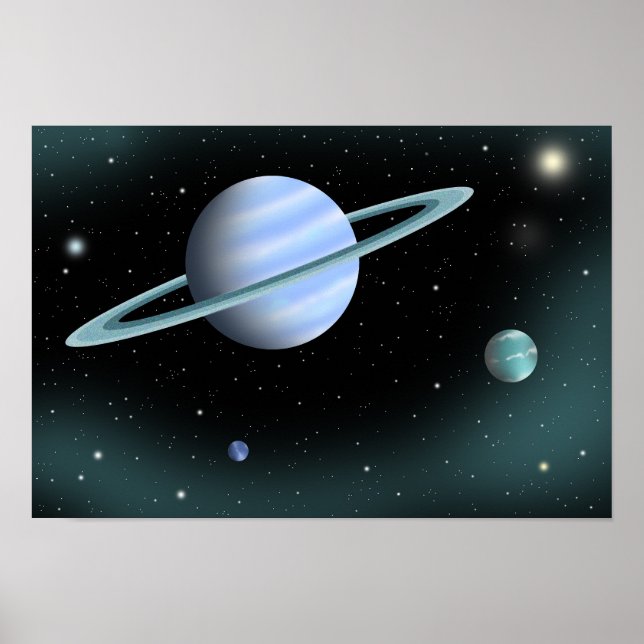 Blue planet crowned with ring. poster (Front)