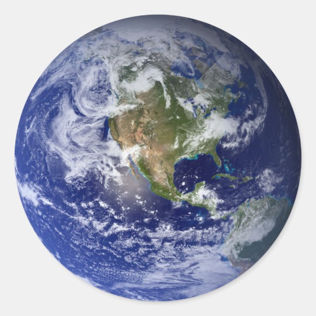 Blue Planet Earth Classic Round Sticker (Front)