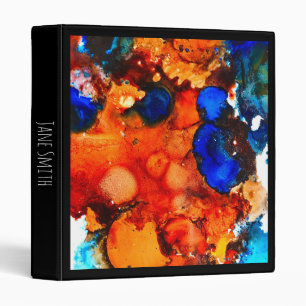 Blue planet galaxy watercolor art 3 ring binder