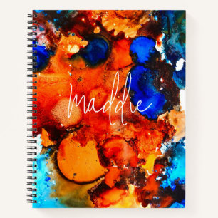 Blue planet galaxy watercolor art notebook