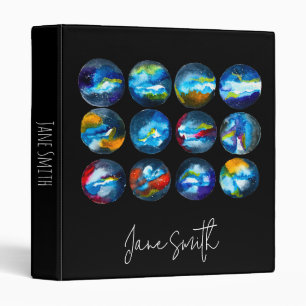 Blue planet nebula galaxy watercolor binder