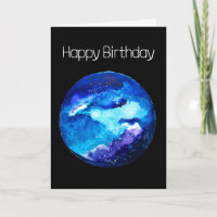 Blue planet nebula galaxy watercolor