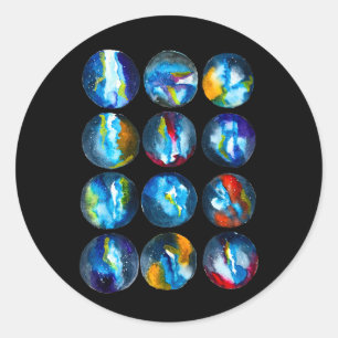 Blue planet nebula galaxy watercolor classic round sticker