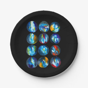Blue planet nebula galaxy watercolor paper plate