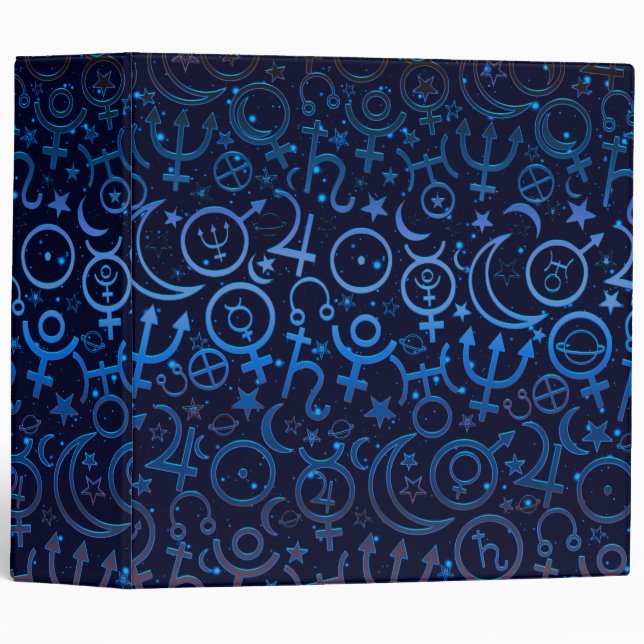 Blue Planetary Symbols Mystical Universe Planets Binder (Front/Spine)