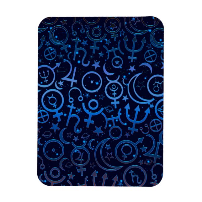 Blue Planetary Symbols Mystical Universe Planets Magnet (Vertical)
