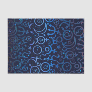 Blue Planetary Symbols Mystical Universe Planets Tissue Paper