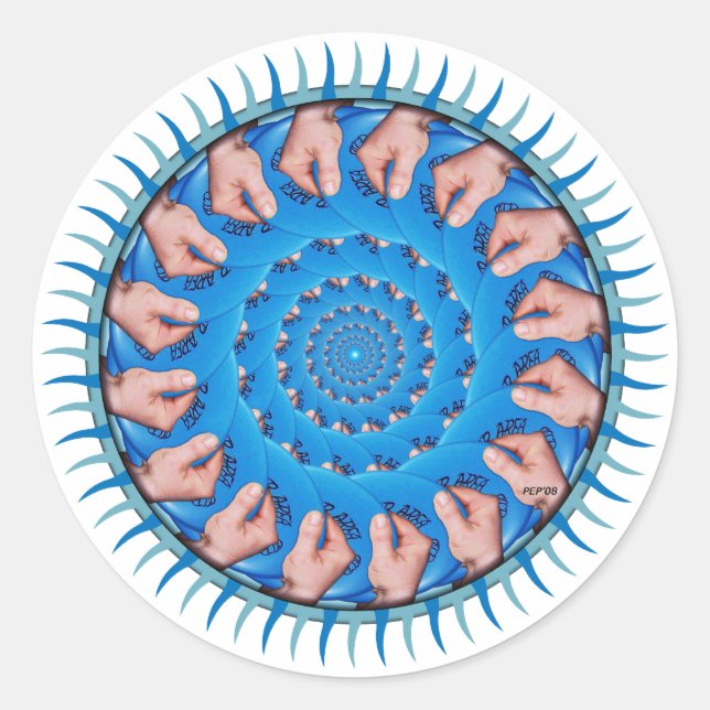 Blue Plastic Classic Round Sticker (Front)