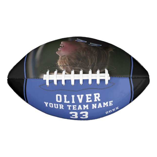 Blue Player Name Number Team Photo Football (Front)