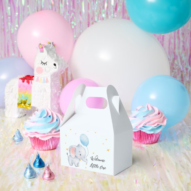 Blue Playful Elephants Favor Box (Party)