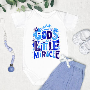 Blue Playful "God's Little Miracle"  Baby Bodysuit