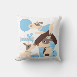 Blue Playful Puppies Pillow