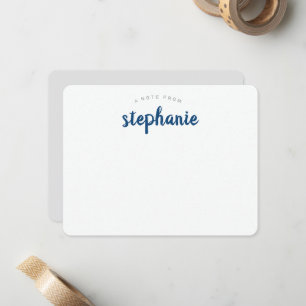 Blue Playful Script Personalized Flat Card