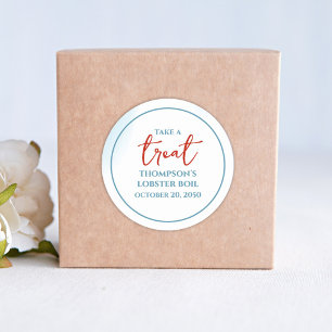 Blue Please Take a Treat Custom Classic Round Sticker