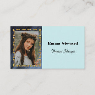 Blue Pleat & Gold Chain with Personalized Photo Business Card