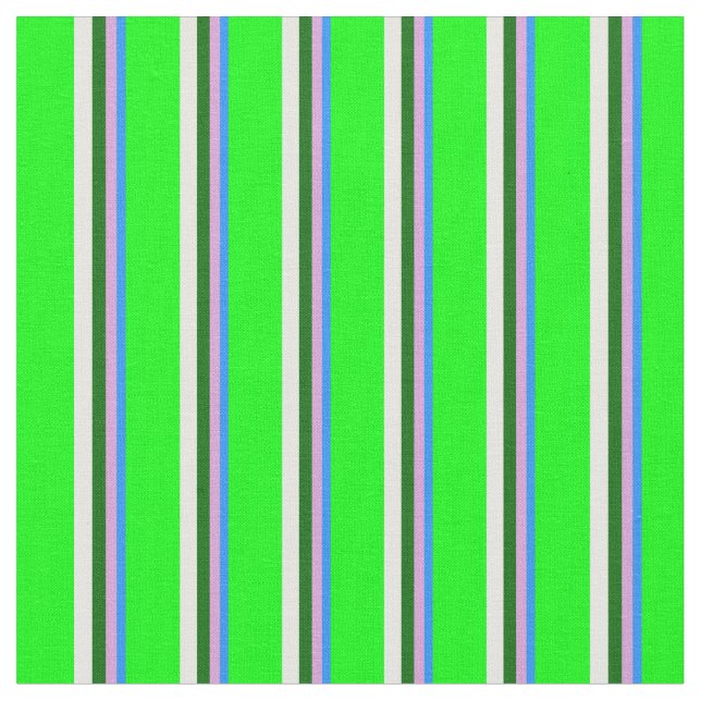 Blue, Plum, Dark Green, White & Lime Pattern Fabric (Close Up)