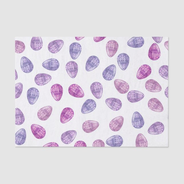 BLUE PLUM PURPLE WATERCOLOR EASTER EGGS TISSUE PAPER (Front)