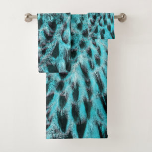 Blue plumage - cool feather design bath towel set