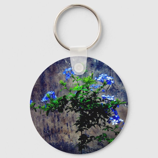 Blue Plumbago Flower  Keychain (Front)