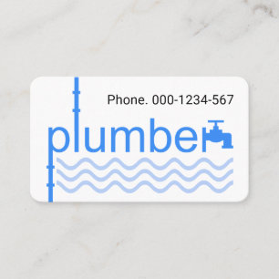Blue Plumber Faucet Pipe On Blue Wave Business Card