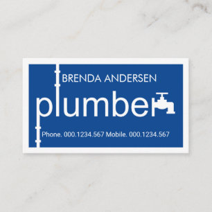 Blue Plumber Pipeline Plumbing Works Business Card