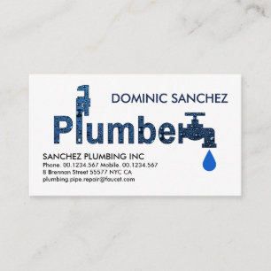 Blue Plumber Waterdrop Signage Business Card