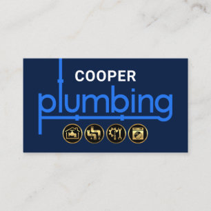 Blue Plumbing Pipeline Plumber Business Card