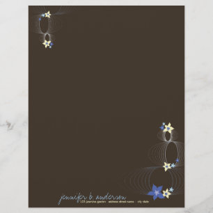 Blue Plumeria Frangipani Flower Chic Ikebana Zen Letterhead