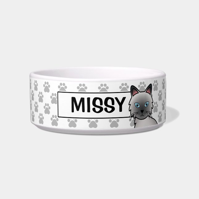 Blue Point Birman / Ragdoll Cat Cartoon Drawing Bowl (Front)