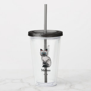Blue Point Birman / Ragdoll Cat With Custom Name Acrylic Tumbler