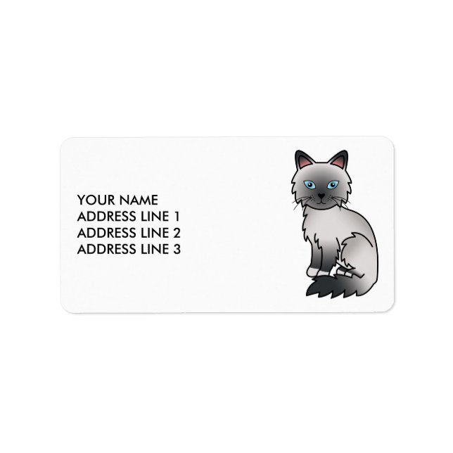 Blue Point Birman / Ragdoll Cute Cat & Custom Text Label (Front)