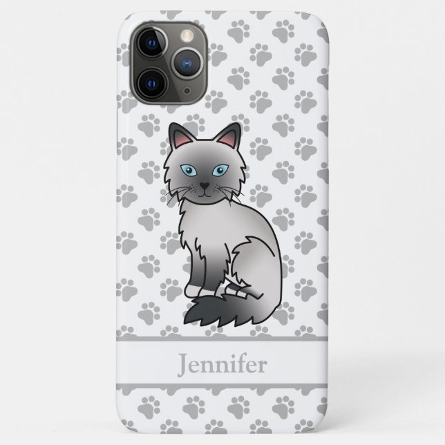 Blue Point Birman / Ragdoll Cute Cat & Name Case-Mate iPhone Case (Back)