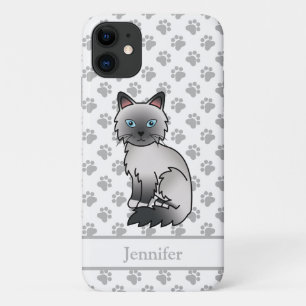 Blue Point Birman / Ragdoll Cute Cat & Name iPhone 11 Case