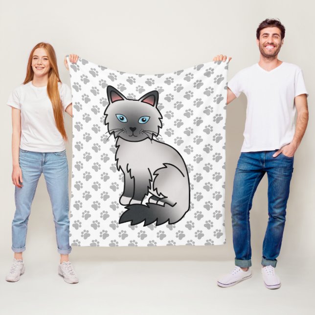 Blue Point Birman / Ragdoll Cute Cat & Paws Fleece Blanket (In Situ)
