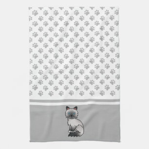 Blue Point Birman / Ragdoll Cute Cat & Paws Kitchen Towel