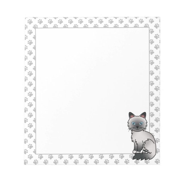 Blue Point Birman / Ragdoll Cute Cat & Paws Notepad (Front)