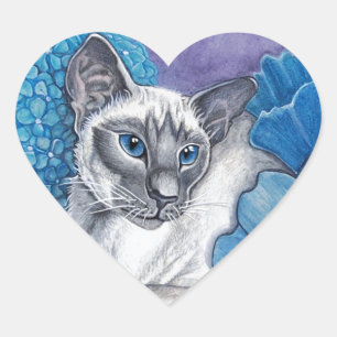 Blue Point Siamese Cat Heart Sticker
