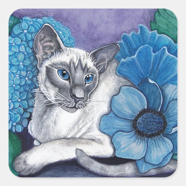 Blue Point Siamese Cat Square Sticker (Front)