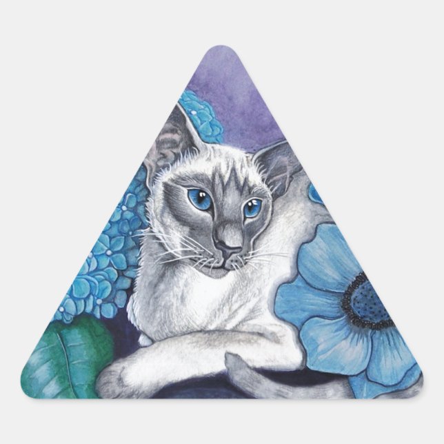 Blue Point Siamese Cat Triangle Sticker (Front)
