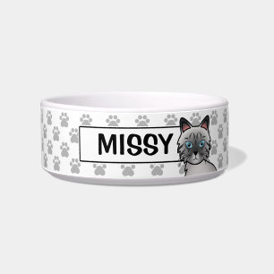 Blue Point Tabby Birman / Ragdoll Cat Cartoon Art Bowl
