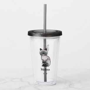 Blue Point Tabby Birman / Ragdoll Cute Cat & Name Acrylic Tumbler