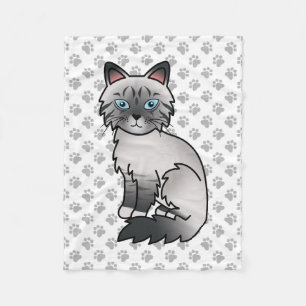 Blue Point Tabby Birman / Ragdoll Cute Cat & Paws Fleece Blanket