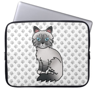 Blue Point Tabby Birman / Ragdoll Cute Cat & Paws Laptop Sleeve