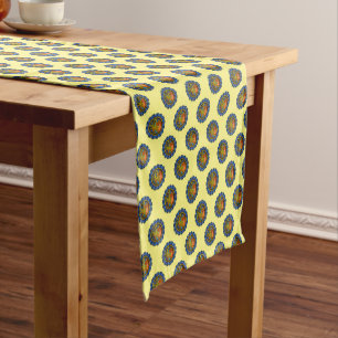 Blue Points Circled Fall Leaves Short Table Runner